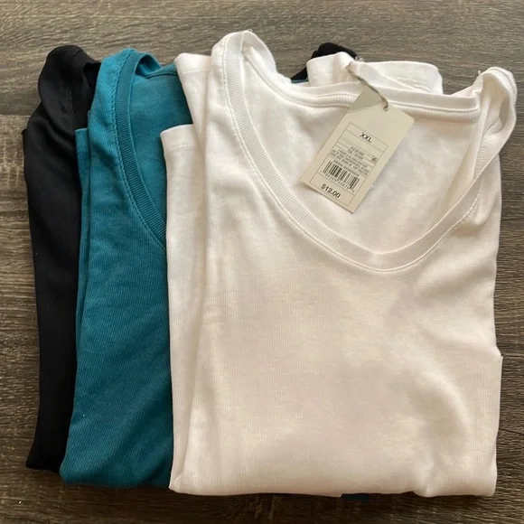 3 Piece Ribbed Scoop Neck T - Shirt - Picture 1 of 8